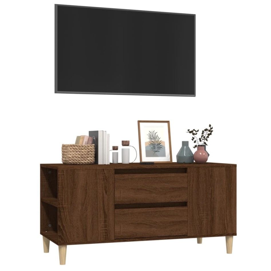 Mueble para TV madera contrachapada marrón roble 102x44,5x50