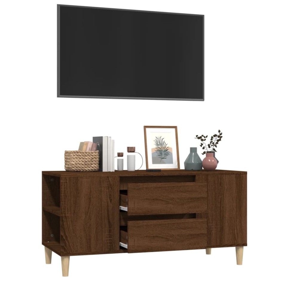 Mueble para TV madera contrachapada marrón roble 102x44,5x50