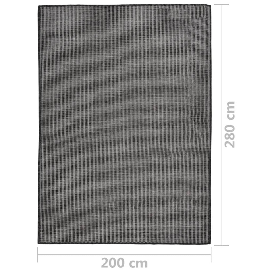 Alfombra de exterior de tejido plano gris 200x280