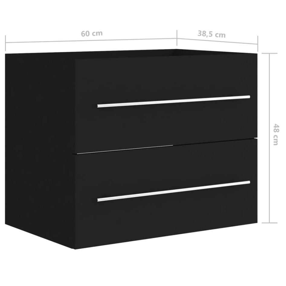 Mueble de lavabo madera de ingeniería negro 60x38,5x48