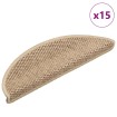 Alfombrilla autoadhesiva escalera sisal 15 uds arena 56x17x3 cm