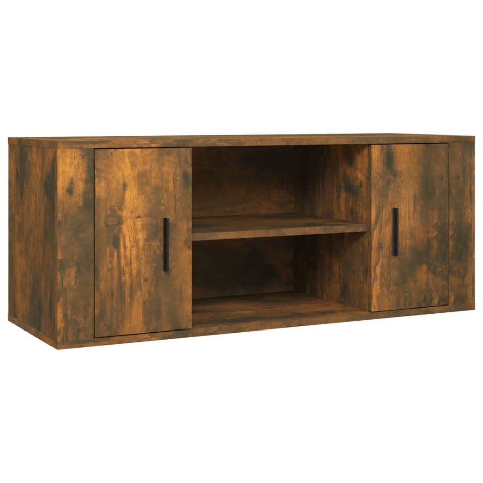 Mueble para TV madera contrachapada roble ahumado 100x35x40