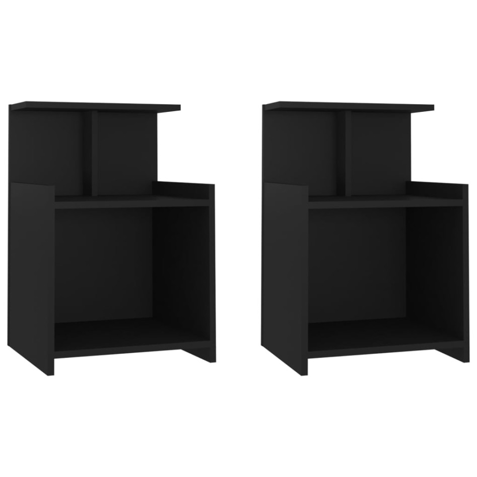 Mesitas de noche 2 uds madera contrachapada negro 40x35x60