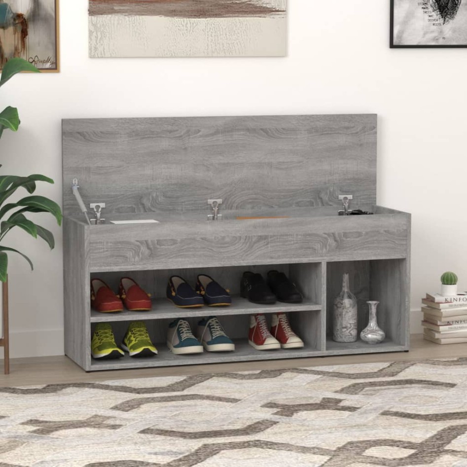 Banco zapatero madera contrachapada gris Sonoma 105x30x45