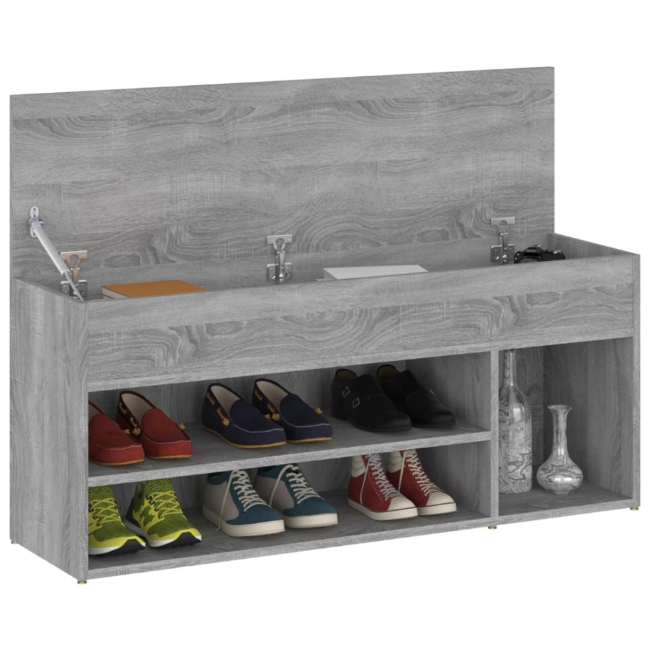 Banco zapatero madera contrachapada gris Sonoma 105x30x45