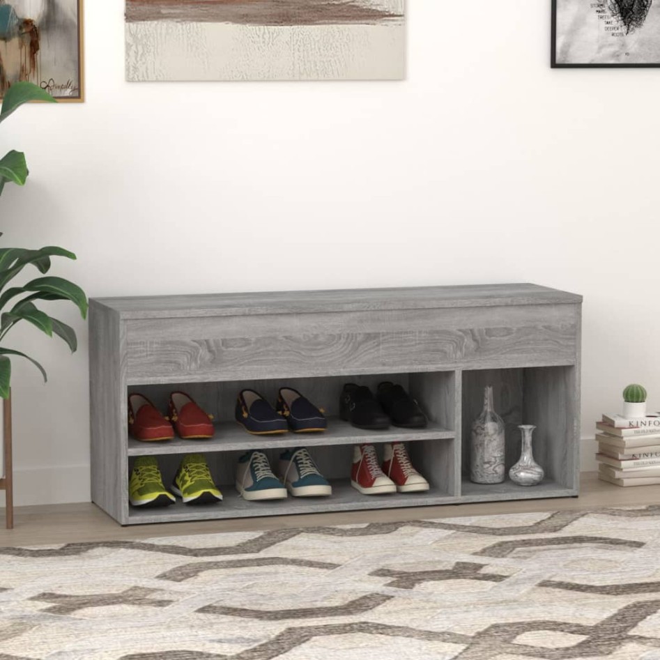 Banco zapatero madera contrachapada gris Sonoma 105x30x45