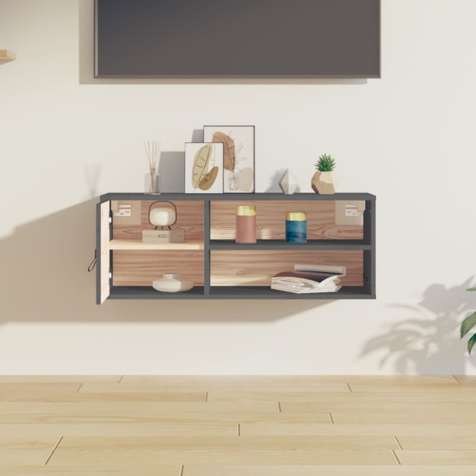 Armario de pared de madera maciza de pino gris 80x30x30