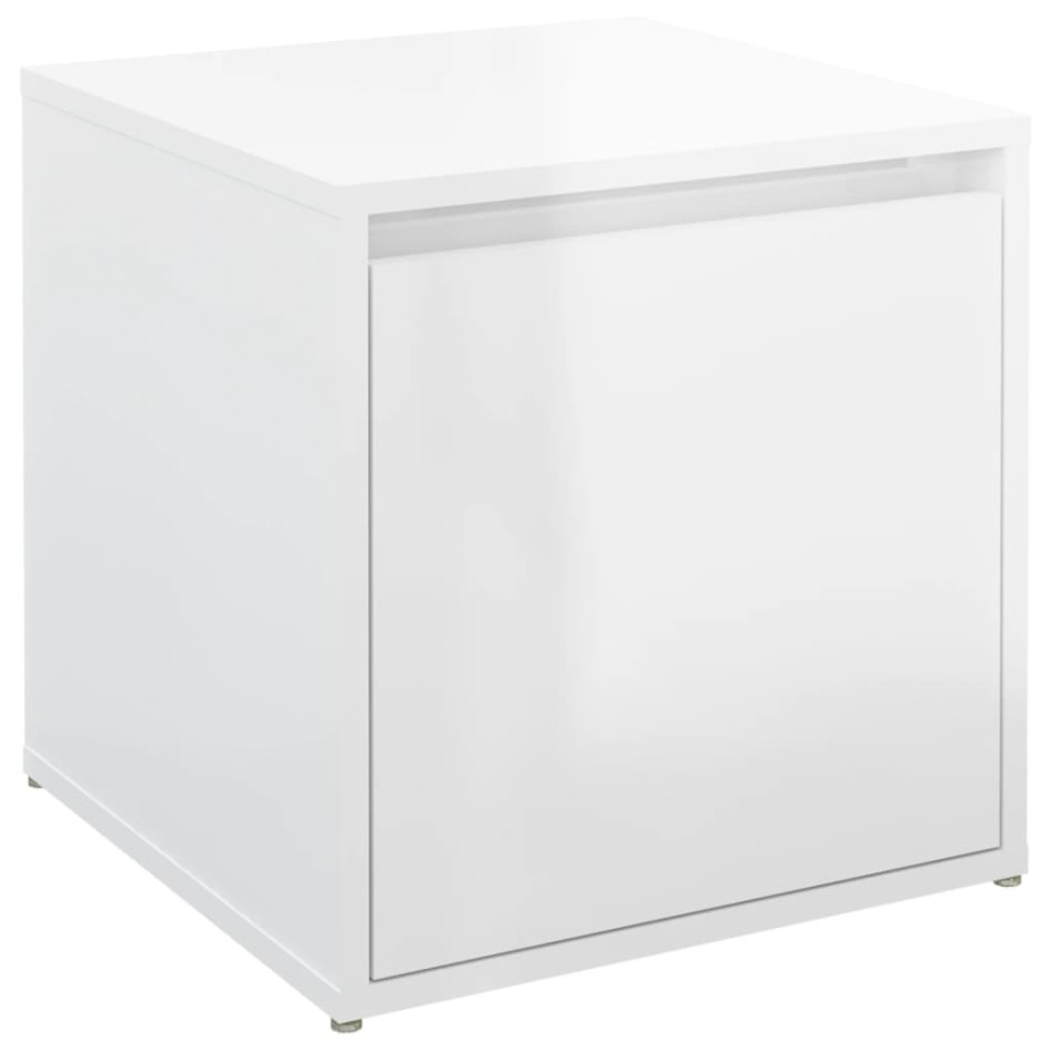 Cajón taburete madera contrachapada blanco brillo 40,5x40x40