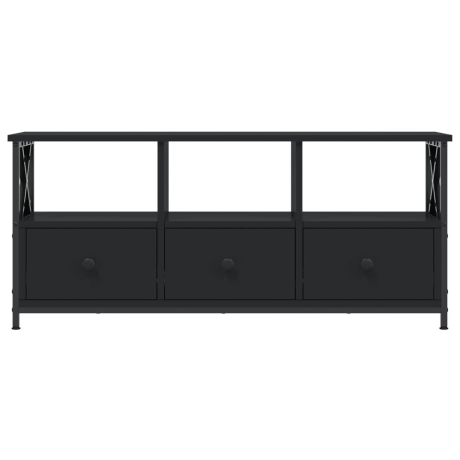 Mueble de TV hierro y madera contrachapada negro 102x33x45