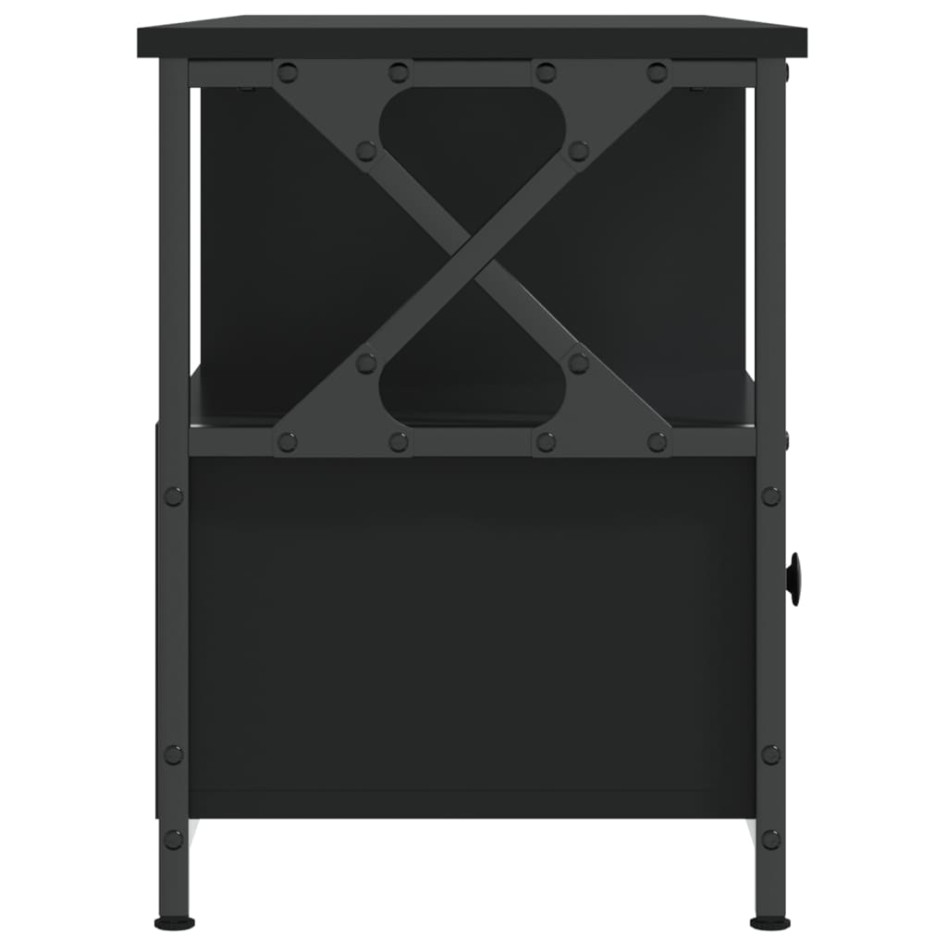 Mueble de TV hierro y madera contrachapada negro 102x33x45