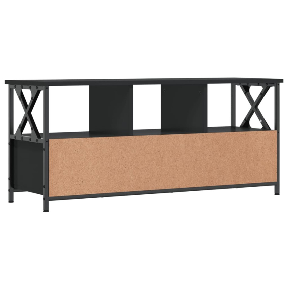 Mueble de TV hierro y madera contrachapada negro 102x33x45
