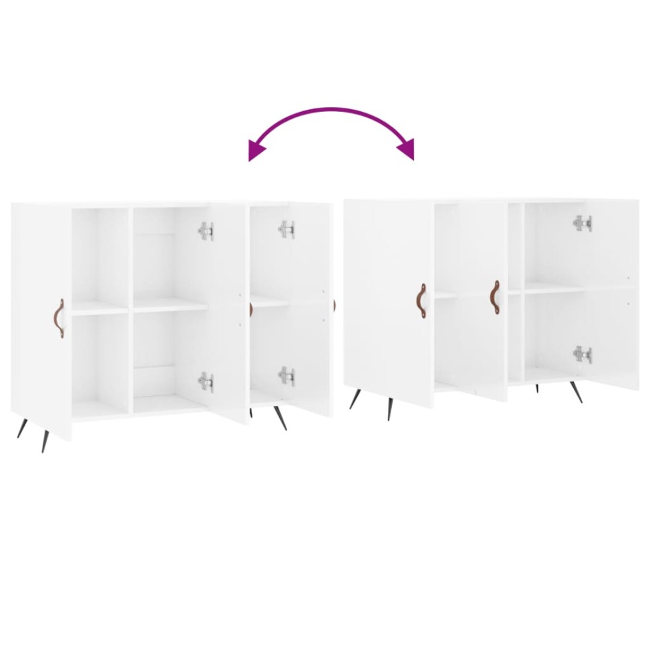 Aparador de madera de ingeniería blanco brillo 90x34x80