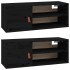 Armarios de pared 2 uds madera maciza pino negro 80x30x30
