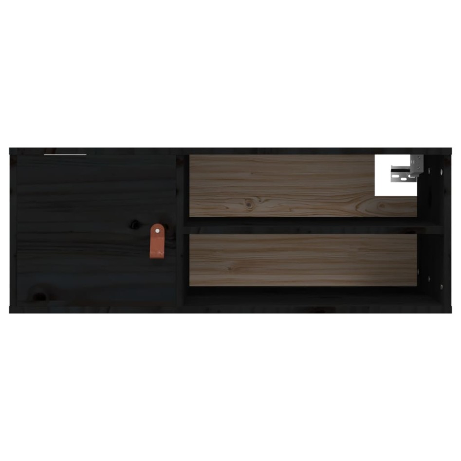 Armarios de pared 2 uds madera maciza pino negro 80x30x30