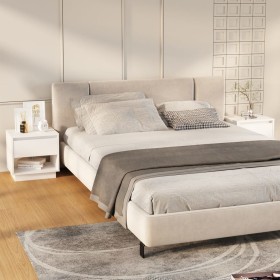 Mesitas de noche 2 uds madera contrachapada blanco 45x34x44