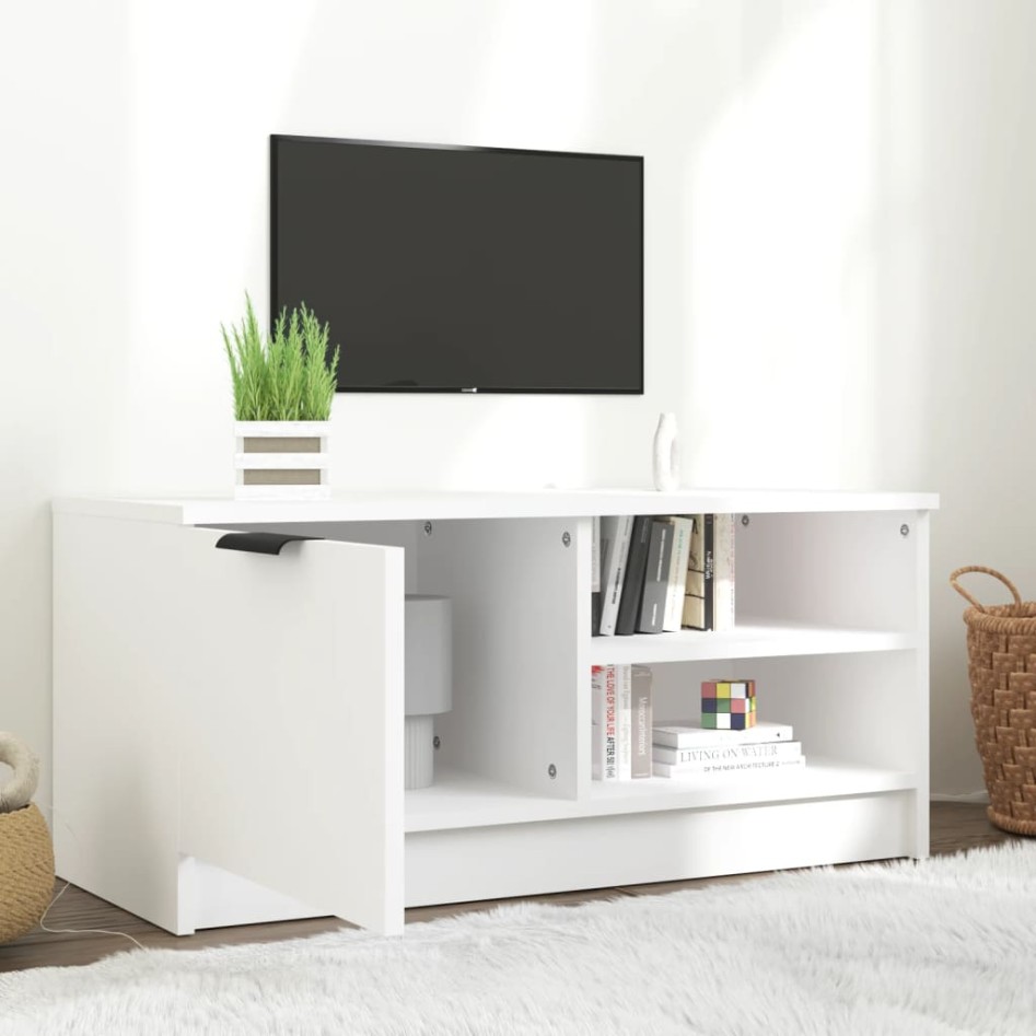 Mueble para TV madera contrachapada blanco 80x35x36,5