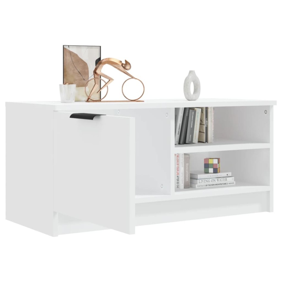 Mueble para TV madera contrachapada blanco 80x35x36,5