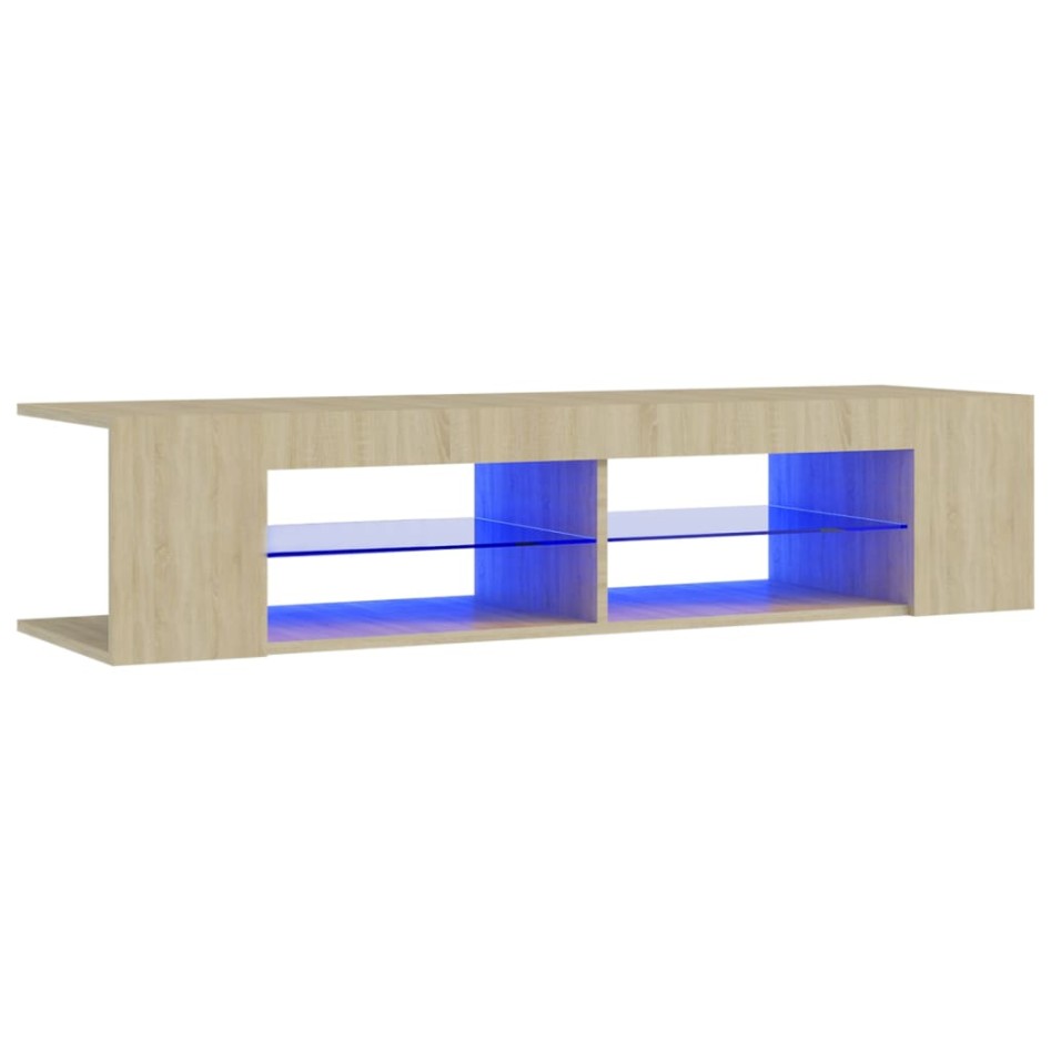 Mueble de TV con luces LED roble Sonoma 135x39x30