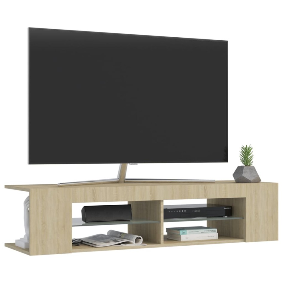 Mueble de TV con luces LED roble Sonoma 135x39x30