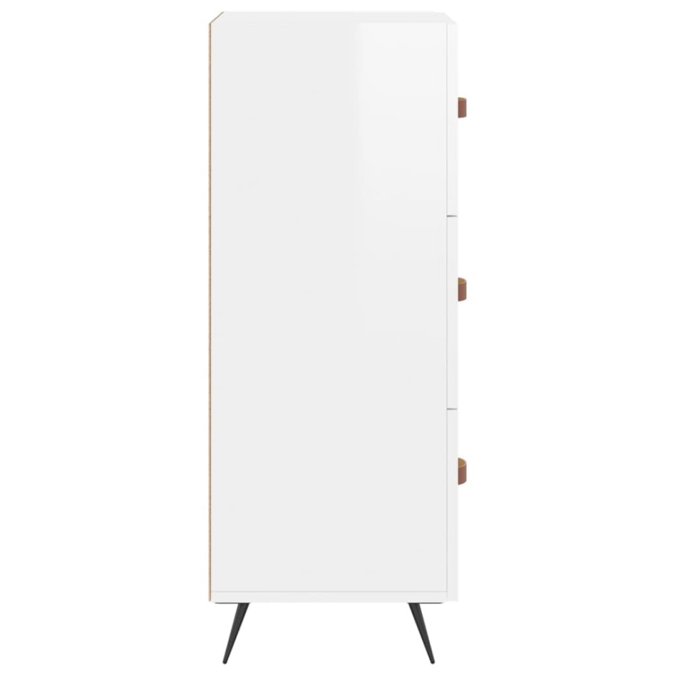 Aparador de madera contrachapada blanco brillante 34,5x34x90