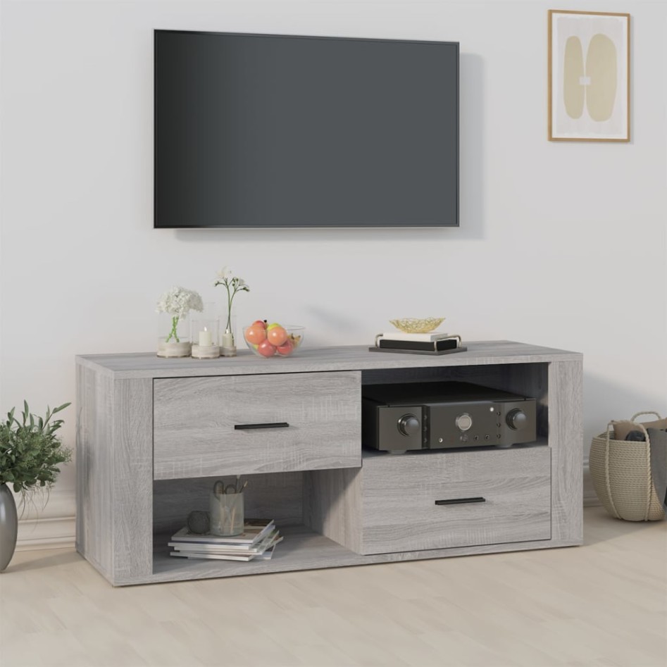 Mueble de TV madera contrachapada gris Sonoma 100x35x40