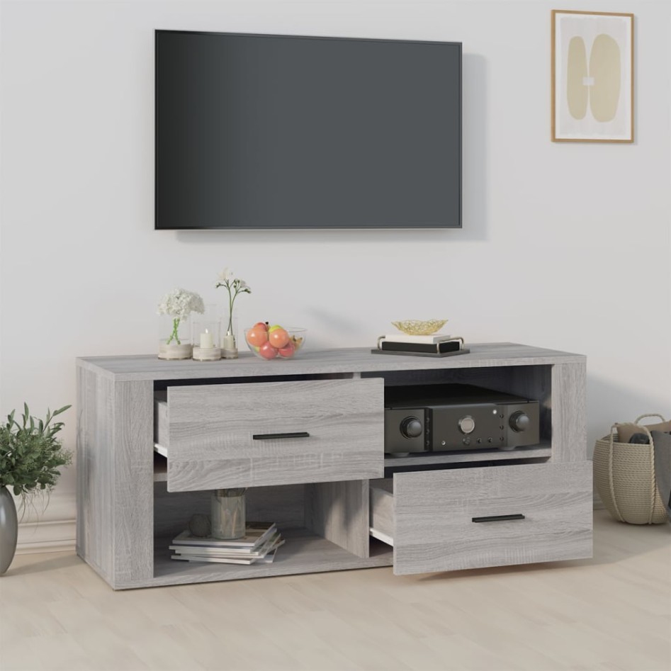 Mueble de TV madera contrachapada gris Sonoma 100x35x40