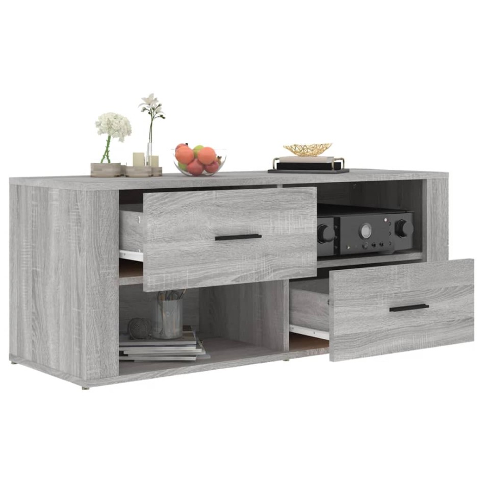 Mueble de TV madera contrachapada gris Sonoma 100x35x40