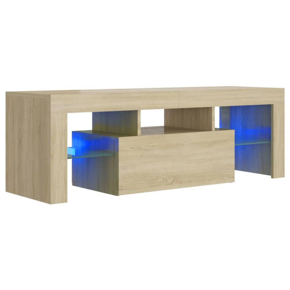 Mueble de TV con luces LED roble Sonoma 120x35x40