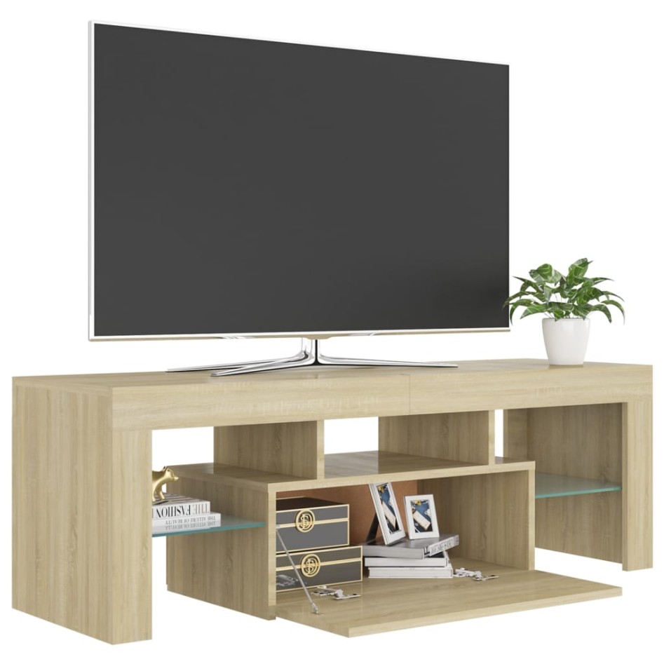 Mueble de TV con luces LED roble Sonoma 120x35x40