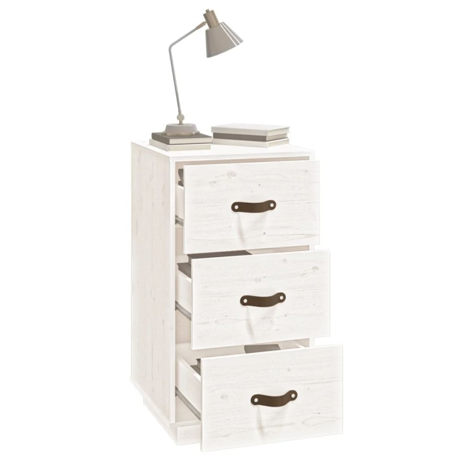 Mesita de noche madera maciza de pino blanco 40x40x75