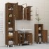 Armario con espejo baño madera marrón roble 80x20,5x64