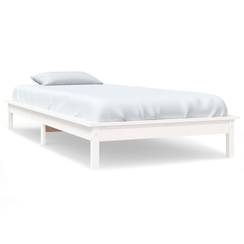 Estructura de cama madera maciza de pino blanco 90x200