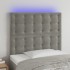 Cabecero con luces LED terciopelo gris claro 100x5x118/128