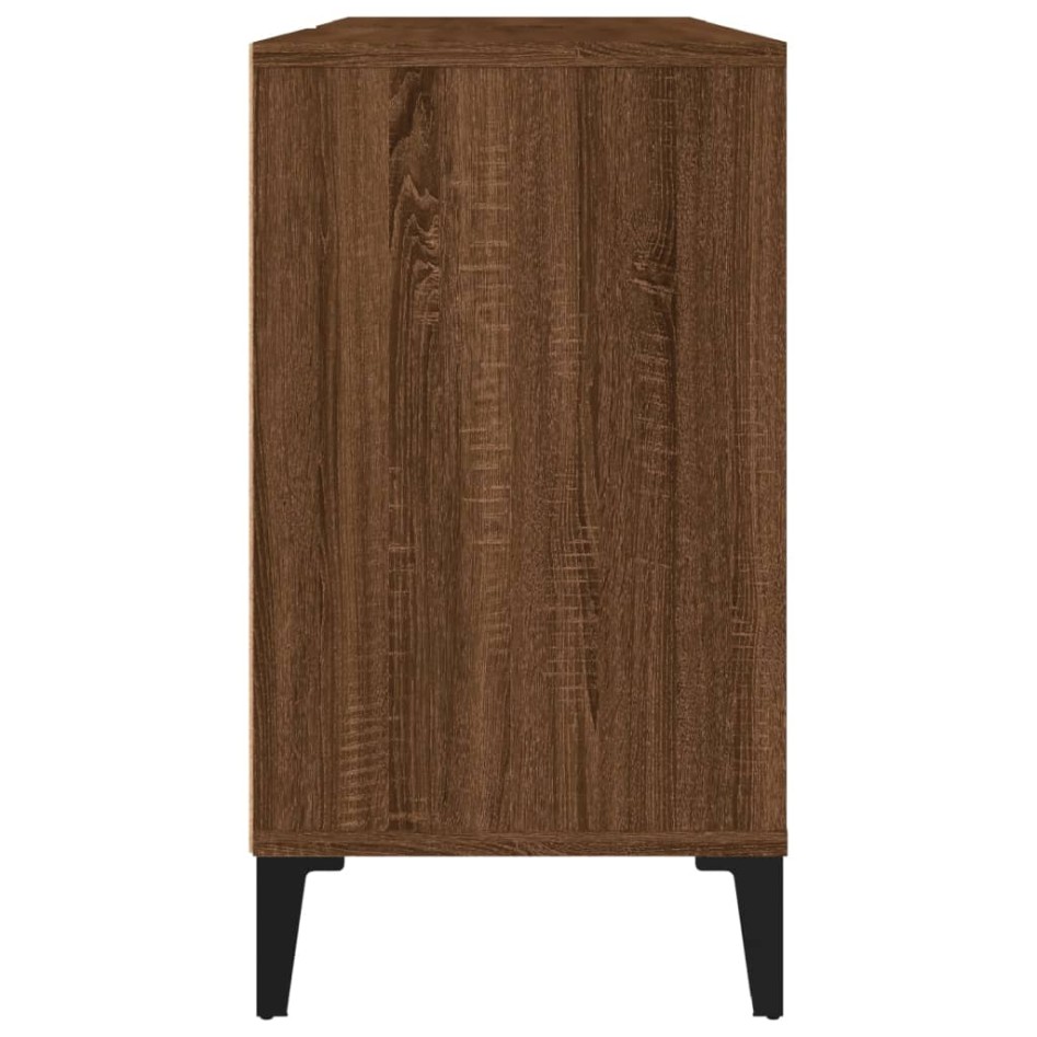 Armario de lavabo madera contrachapada marrón roble 80x33x60