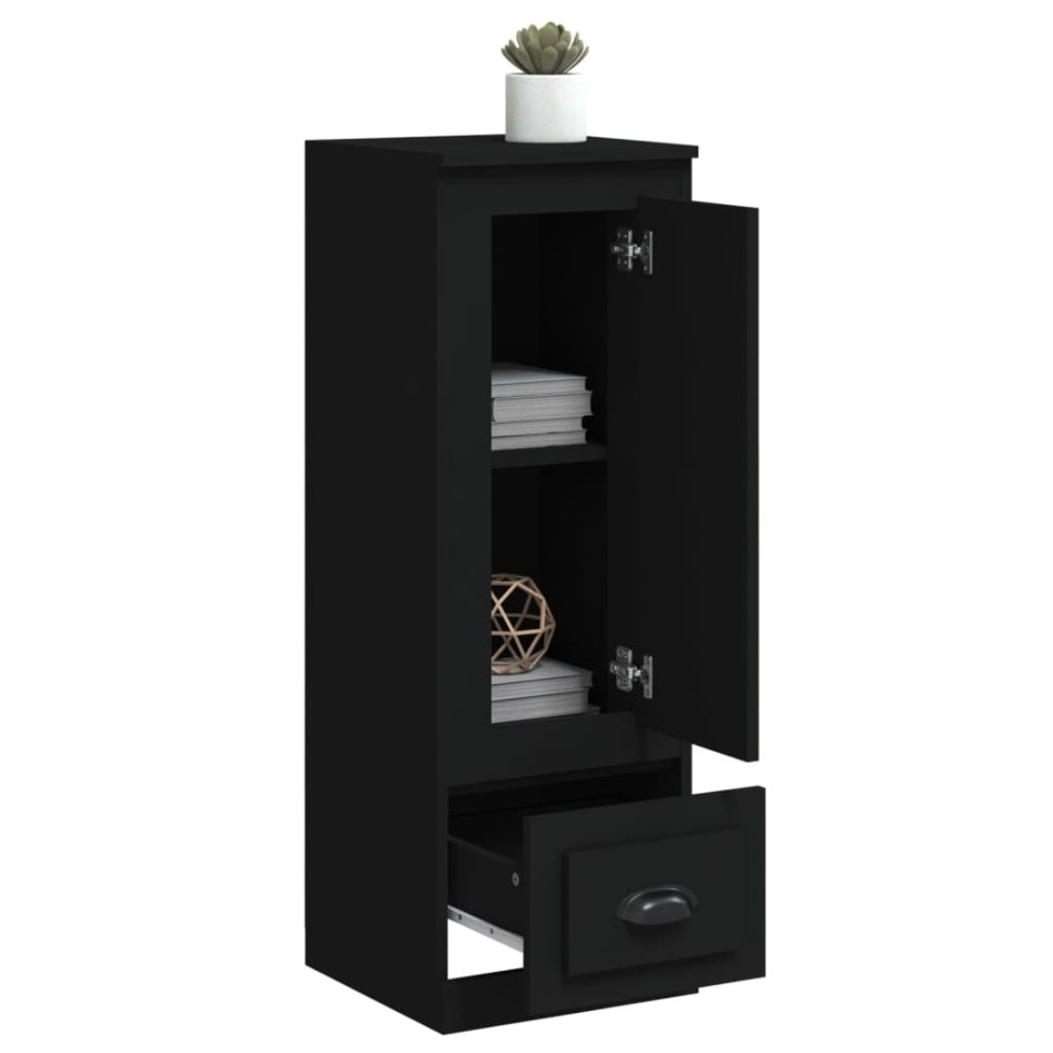 Aparador alto madera contrachapada negro 36x35,5x103,5