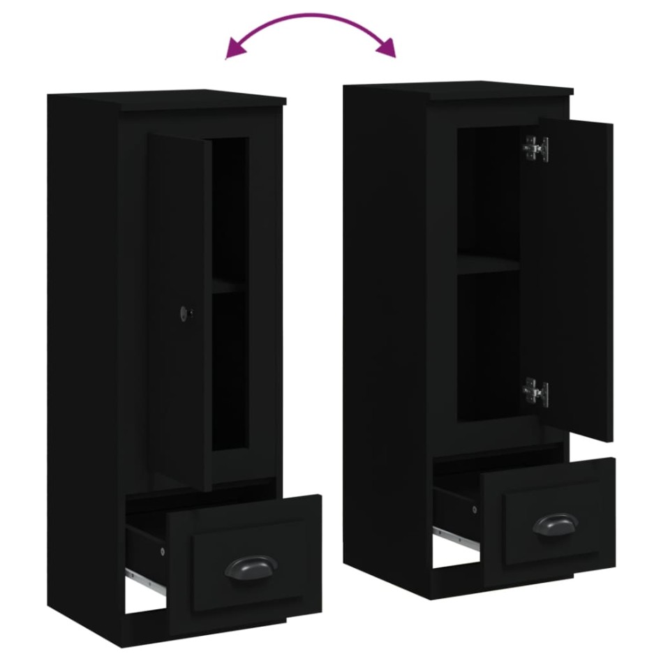 Aparador alto madera contrachapada negro 36x35,5x103,5