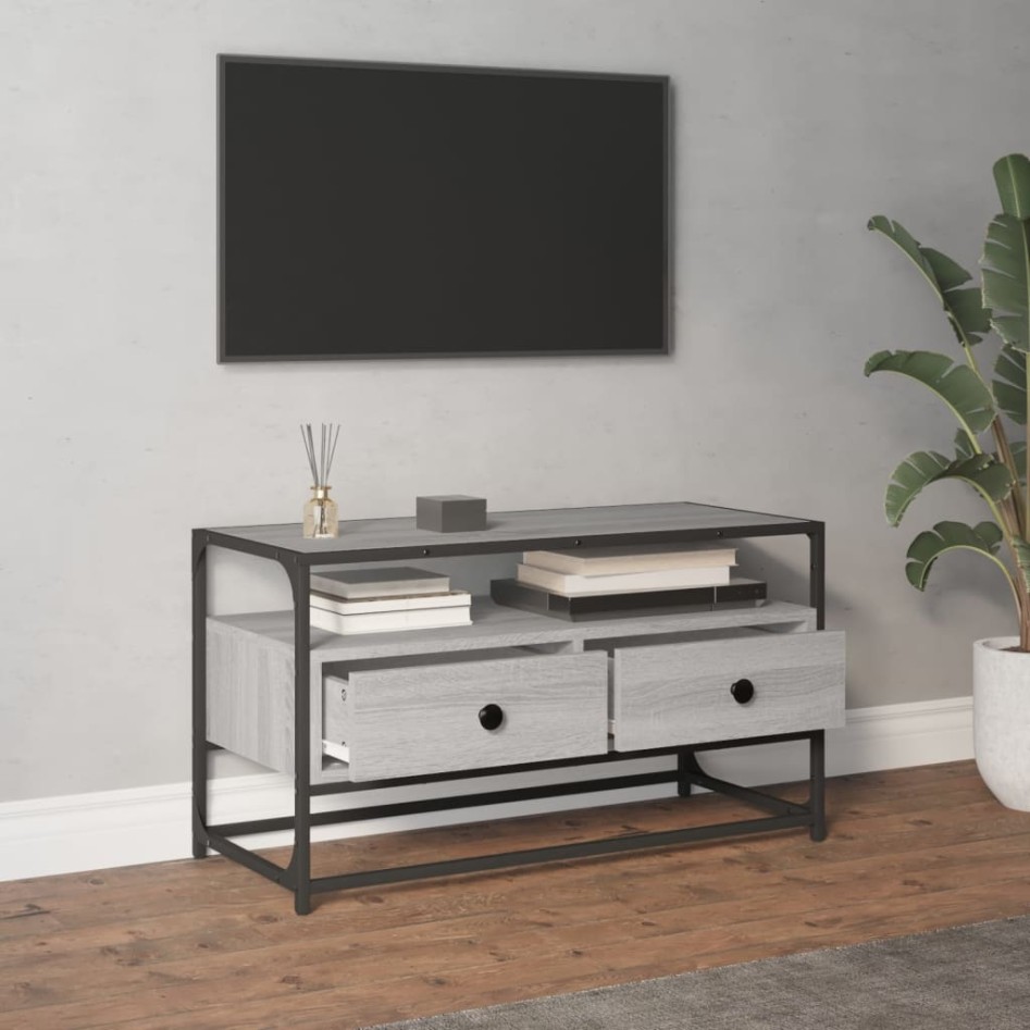 Mueble para TV madera contrachapada gris Sonoma 80x35x45
