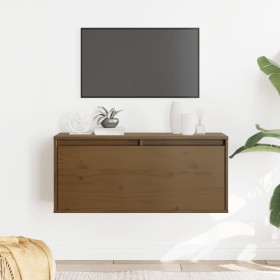 Armario de pared madera maciza de pino marrón miel 80x30x35