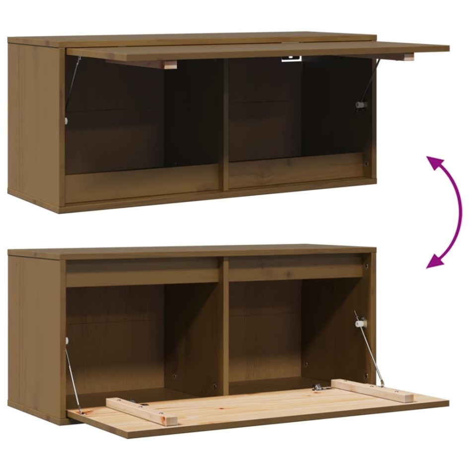 Armario de pared madera maciza de pino marrón miel 80x30x35