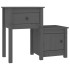 Mesita de noche madera maciza de pino gris 79,5x38x65,5