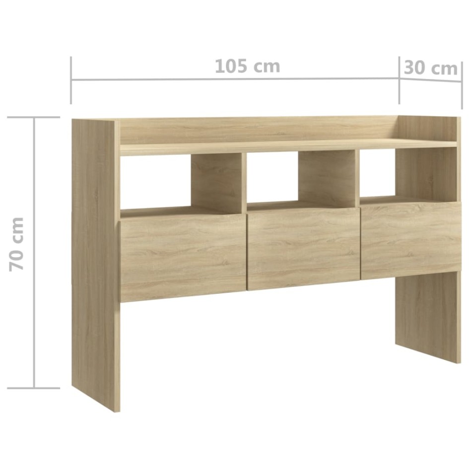 Aparador de madera contrachapada roble Sonoma 105x30x70