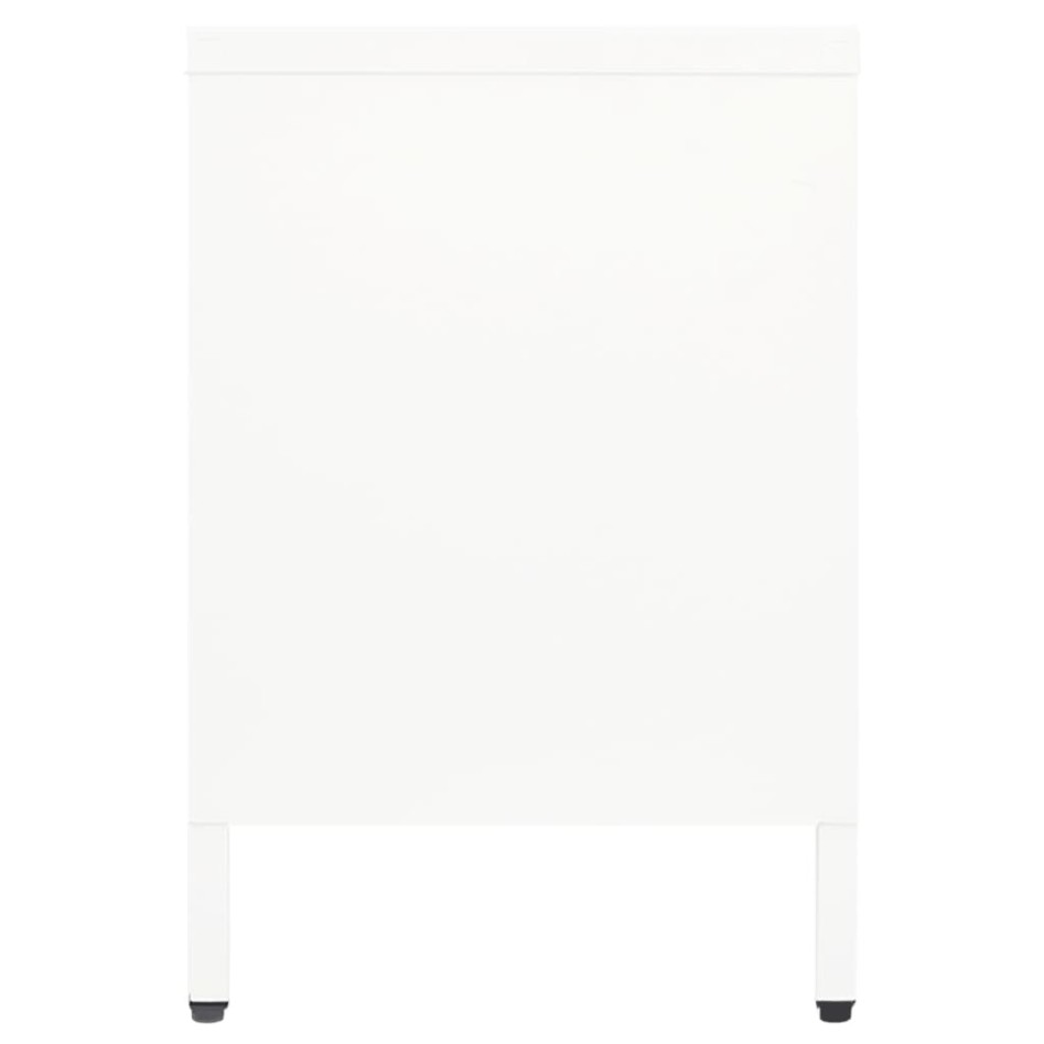 Mueble para el televisor acero y vidrio blanco 105x35x52