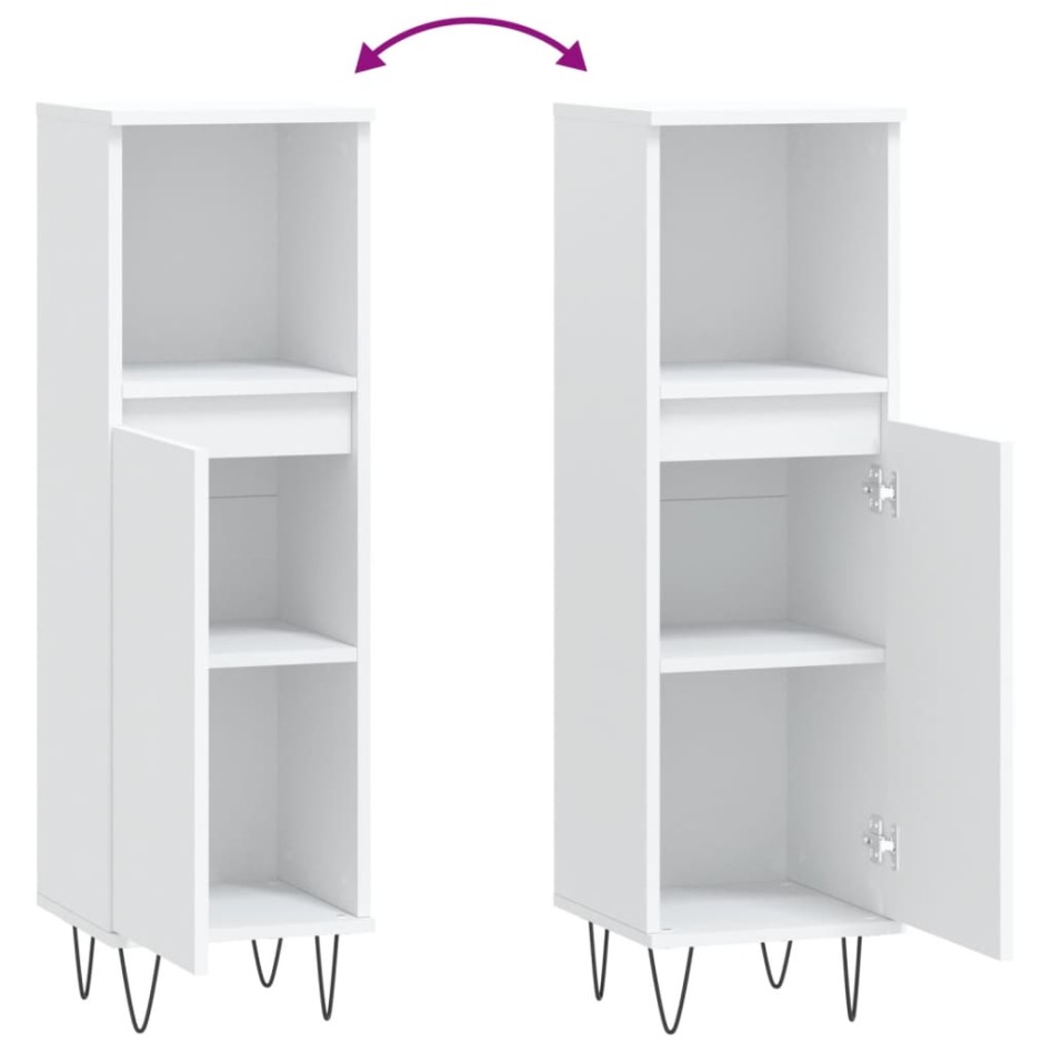 Armario de baño madera de ingeniería blanco 30x30x100