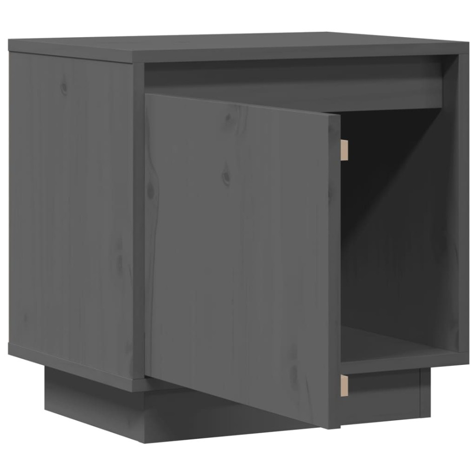 Mesitas de noche 2 uds madera maciza de pino gris 40x30x40