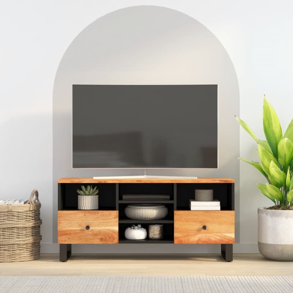 Mueble de TV madera acacia y madera de ingeniería 100x33x46