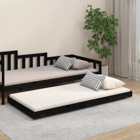Estructura de cama madera maciza de pino negro 75x190