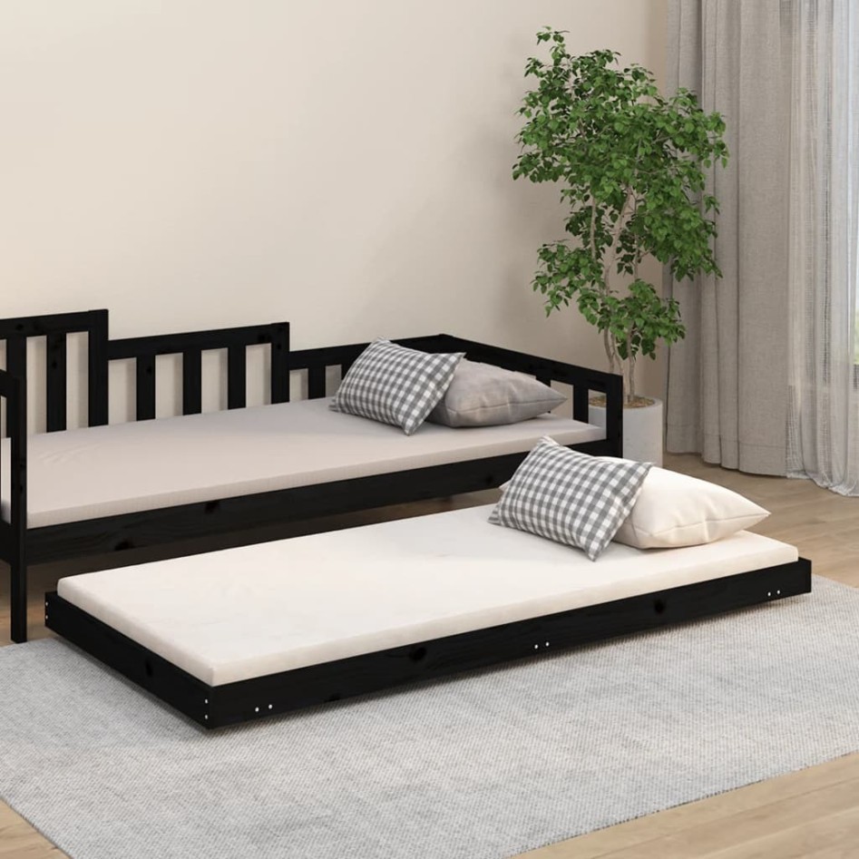 Estructura de cama madera maciza de pino negro 75x190