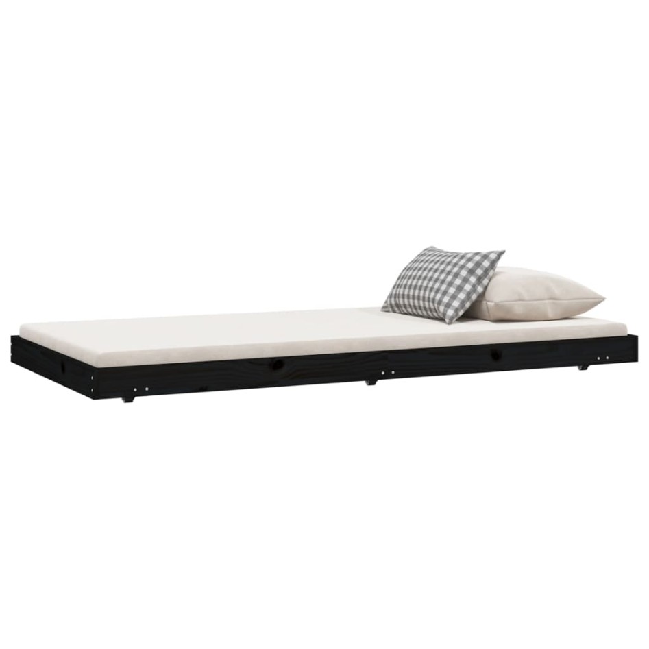 Estructura de cama madera maciza de pino negro 75x190