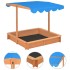 Arenero con techo ajustable de madera de abeto 115x115x115
