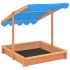 Arenero con techo ajustable de madera de abeto 115x115x115